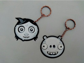2x de chaveiro emojis chaveiros 3dlito bruja cerdo círculo dibujo 3d emoticono imagen llavero porco socorro aliviar bruxa 3d print model - Mito3D