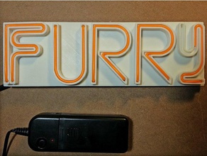 furry el wire lightup neon badge signs & logos el-wire elwire frame furries fursona sign text 3d print model - Mito3D