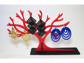 laser cut jewellery tree shaped stand made acrylic jewelry diy dxf display svg 3d print model - Mito3D