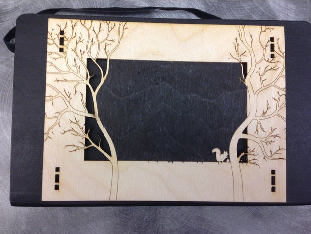 laser cut forest frame w squirrel decor acorn decoration lasercut lasercutter lasercutting cutter cutting engraver nut outdoor photo photography picture tree trees wood 3D print model - Mito3D