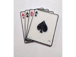 4 cards aces keychain 2d art customized 3d print model - Mito3D