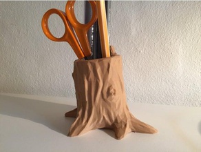 low poly tree stump pen holder office pencil penholder 3d print model - Mito3D