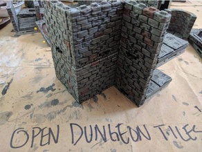 opendungeontiles wall exterior roughstone toy & game accessories dnd tiles dungeon dungeons dragons odt openforge openlock pathfinder rpg tabletop terrain tile 3d print model - Mito3D