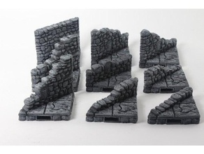 openforge 20 ruined diagonal walls toy & game accessories construction kit dnd tiles dungeon miniatures openforge2 pathfinder rough stone rpg tabletop terrain tile 3d print model - Mito3D