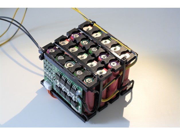 18650 holder 4 bank 5 cells remix powerplayground tool holders & boxes battery copper created freecad ebike lithium power 3D print model - Mito3D