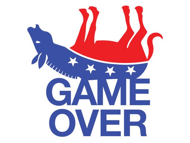 game over-Plakette Schilder & logos Demokraten donald trump Esel Wahl election2016 2016 hillary clinton 3D print model - Mito3D