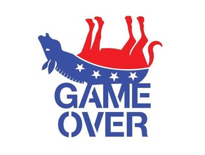 game over stencil pack signs & logos democrats donald trump hillary clinton snowflake stolen tds 3d print model - Mito3D