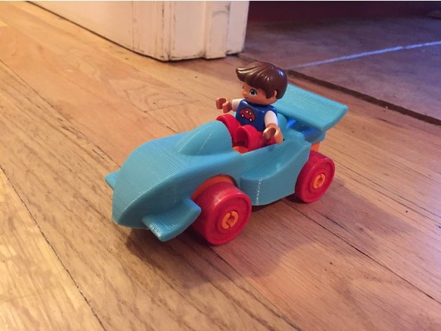 duplo formula car mechanical toys compatible train lego 3D print model - Mito3D