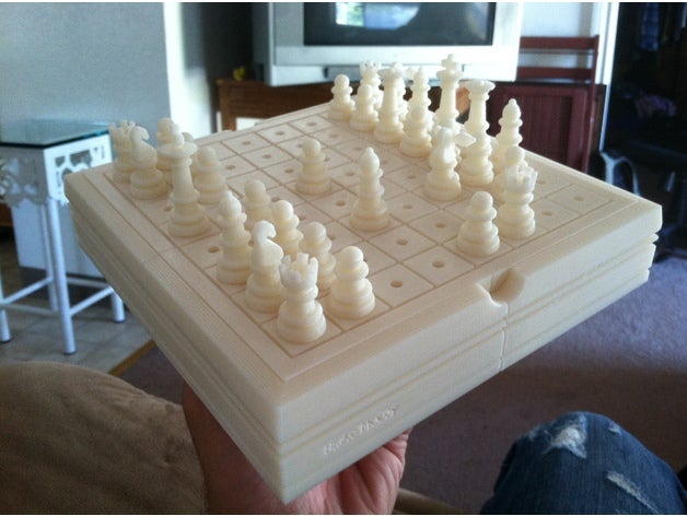 chess board case bishop king knight pawn pieces queen rook set 3D print model - Mito3D