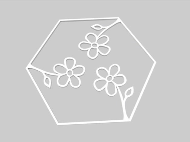 100hex-outline-Blumen-remix 2d-Kunst Kunst Blume hexagon Mosaik 3D print model - Mito3D