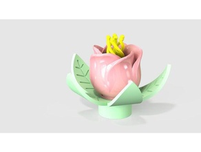 fiore di torsione stame sculture foglie madre la festa della mamma pianta rosa a spirale 3d print model - Mito3D