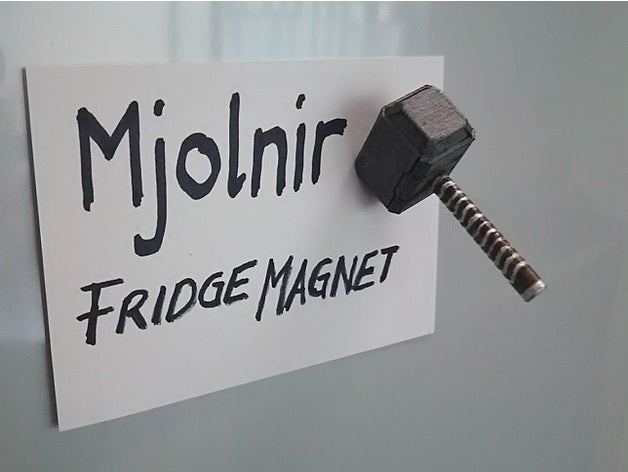 un aimant de réfrigérateur mjolnir cuisine et salle à manger avengers marvel thor thors hammer 3D print model - Mito3D