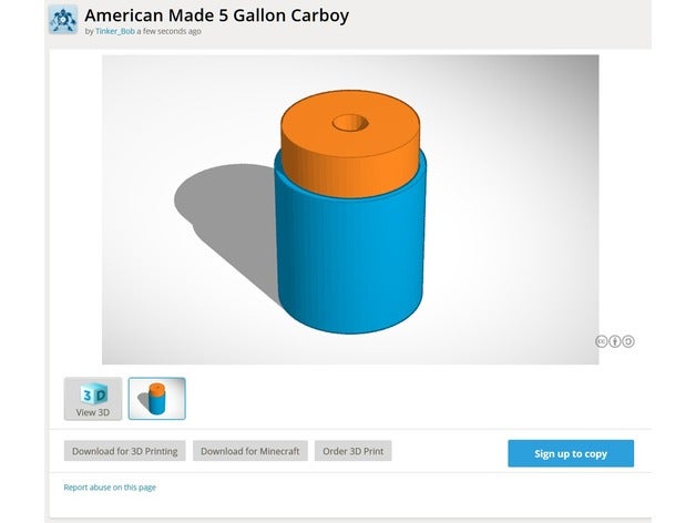 american made 5 gallon carboy air lock plug bung - brewing hobby 3D print model - Mito3D