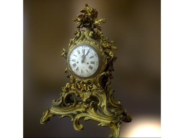 pendule rocaille style louis xv analyses & répliques Impression 3d L'impression Numérisation La numérisation baroque de l'horloge sur des roulettes le patrimoine culturel france verre or bois 3D print model - Mito3D