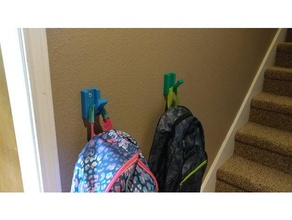 fold flat backpack hook household backtoschool coat hanger elementary school middle wall mount 3d print model - Mito3D
