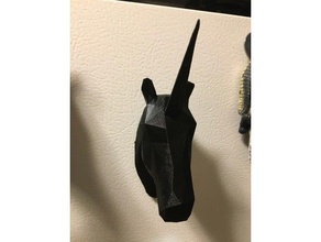low poly unicorn head sculptures hanger keys low poly unicorn 3d print model - Mito3D