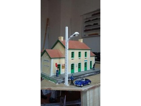 poteau beton avec luminaire led en béton à jouets & jeux h0 échelle ho trains miniatures 3d print model - Mito3D