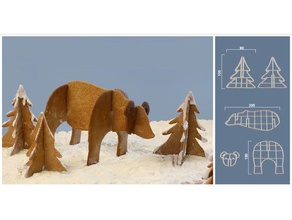 urso árvore cortador de cookie cozinha e sala jantar natal alimentos presente krisp3d stencil 3d print model - Mito3D