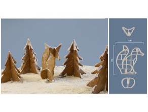 fox & tree cookie cutter kitchen dining gift krisp3d 3d print model - Mito3D