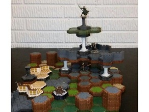 locking hex stone pillars games herscape terrain tile hexagon pillar floor tabletop game gaming tower 3d print model - Mito3D