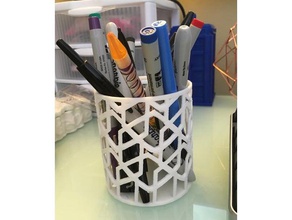 open geometric pen pencil cup office equipment organization holder 3d print model - Mito3D