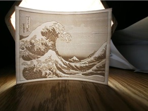 grande onda lithophane A impressão 3d a arte fuji hokusai katsushika japão japonês cultura japonesa lithopane de suporte pintura ukiyo-e 3d print model - Mito3D