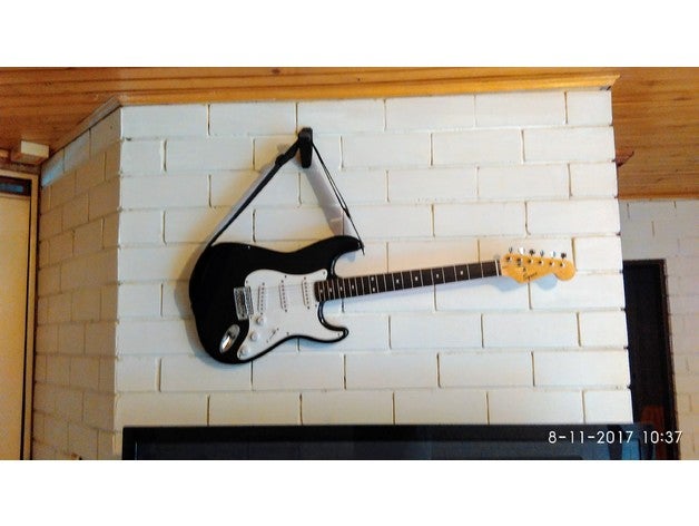 guitar wall strap hanger wide hook organization mount 3D print model - Mito3D