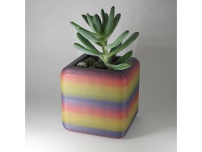 cube pot decor cactus planter decoration flower home houseplant plant succulent 3d print model - Mito3D
