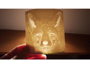 lithophane fox & baby scan interactive art lithopane 3d print model - Mito3D