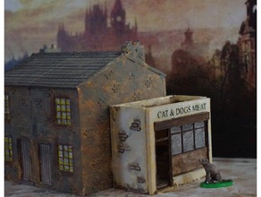 estripador de londres - gato carne cachorro vendedor edifícios e estruturas 28mm histórico ferroviária ripper steampunk wargaming whitechapel 3d print model - Mito3D