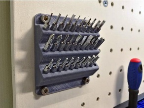 screwdriver bit wall mount tool holders & boxes 4mm 6 35mm holder handtool scredriver bits wallmount mounted 3d print model - Mito3D