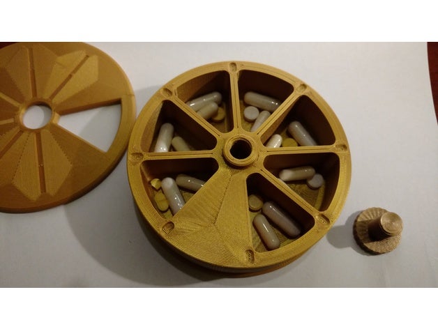 7-day pill capsule tablet dispenser containers box easy medicine medicinebox pillbox pillwheel container prescription 3D print model - Mito3D
