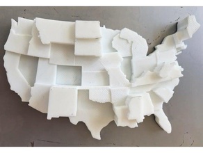 estados unidos da américa de aprendizagem personalizado a visualização dados altura do mapa o estatísticas eua 3d print model - Mito3D