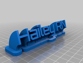 hailey rn nameplate office customized 3d print model - Mito3D