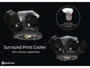 surround stampa cooler - 50x50 ventilatore radiale e3d tipo hotends Stampante 3d accessori raffreddamento attivo cool il dispositivo di condotto ventola sistema hotend ugello 3d print model - Mito3D