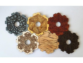 catan center tiles pips glowforge toy & game accessories brick desert lasercut lumber ore wheat wool 3d print model - Mito3D