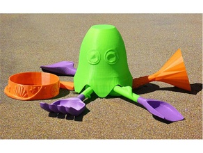 octopus sand tools toys & games beach children fun toy 3d print model - Mito3D