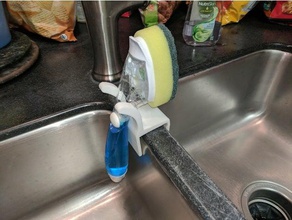 sinkcaddyremix kitchen & dining hook organizer sink tool utensils scrub brush holder scrubber caddy 3d print model - Mito3D