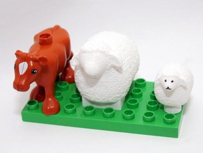 wooly sheep duplo mini & maxi construction toys lego compatible 3d print model - Mito3D
