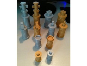 twisted chess pieces pawn set 3d print model - Mito3D
