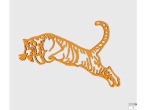salto de tigre em 2d Arte animais a arte ataque cat é fácil felino amigável pular saltar mid modelo natureza pantera orando imprimir parede 3d print model - Mito3D