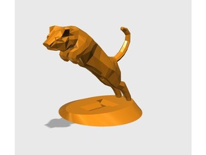low poly tiger jump stand sculptures alajaz animal attack cat cool easy lowpoly polygon mid nature new panthera sculpture supports trophy 3d print model - Mito3D