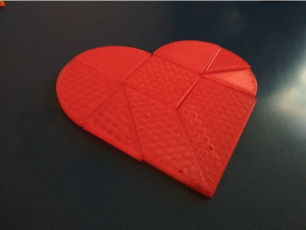 coração quebrantado tangram arte da matemática 3d quebrado corações tangrams 3D print model - Mito3D