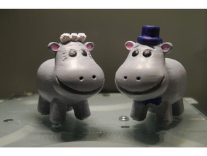 hippo bride groom animals animal cake topper hippopotamus wedding 3d print model - Mito3D