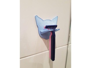 cat shaped razor holder bathroom 3d print model - Mito3D
