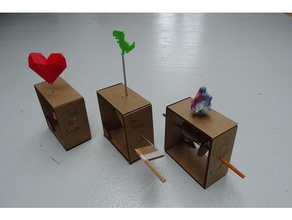 cardboard automata mechanical toys lasercut theater 3d print model - Mito3D