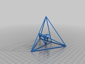 3 nested tetrahedrons math art construction krisp3d tetrahedron wire 3d print model - Mito3D