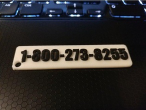 intihar önleme hattı Anahtarlık 1-800-273-8255 18002738255 3d anahtar zinciri mantık telefon numarası 3d print model - Mito3D