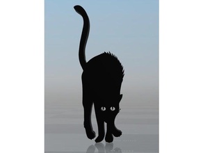 black cat 3 Schilder & logos Tier halloween logo magnet - Spielzeug 3d print model - Mito3D