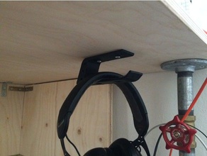 hidden headset holder under your desk organization headphones headphone hanger 3d print model - Mito3D